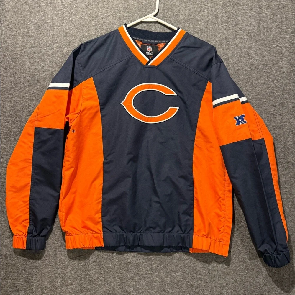 Chicago Bears Pullover Jacket Mens S VNeck Lined Side Zip Embroidered colorblock - Picture 1 of 15